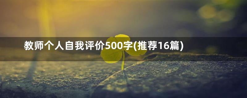 教师个人自我评价500字(推荐16篇)