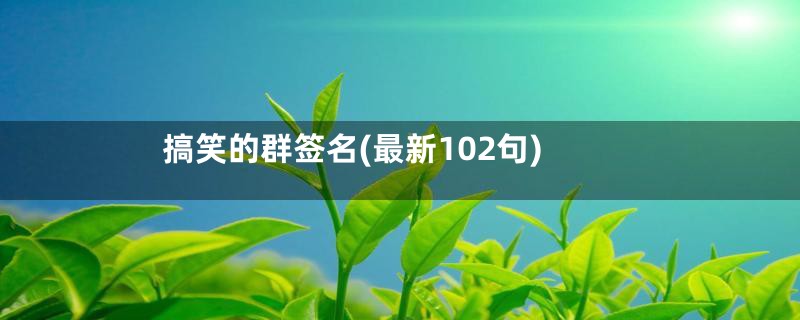 搞笑的群签名(最新102句)