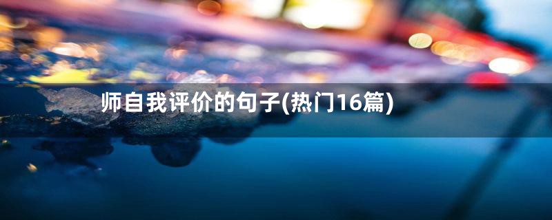 师自我评价的句子(热门16篇)