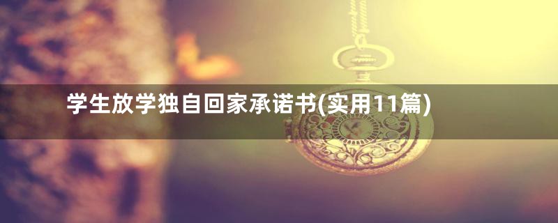 学生放学独自回家承诺书(实用11篇)