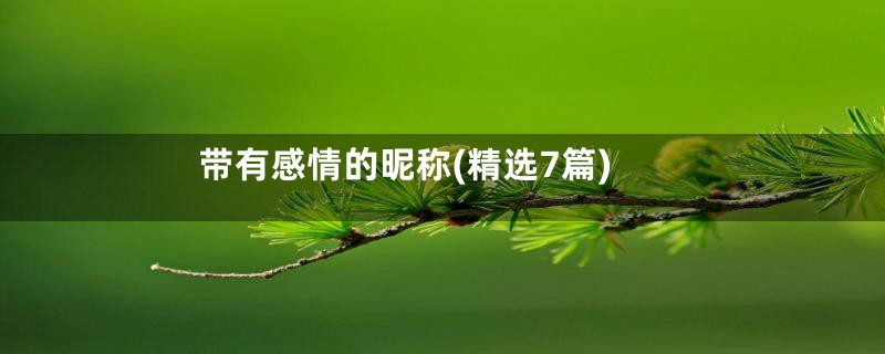 带有感情的昵称(精选7篇)