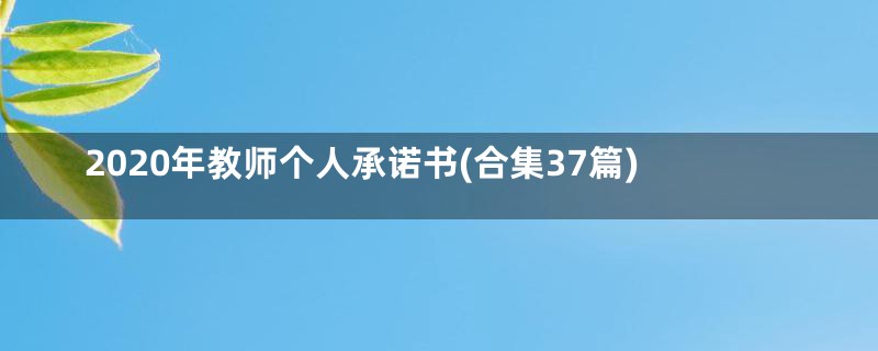 2020年教师个人承诺书(合集37篇)