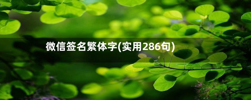 微信签名繁体字(实用286句)