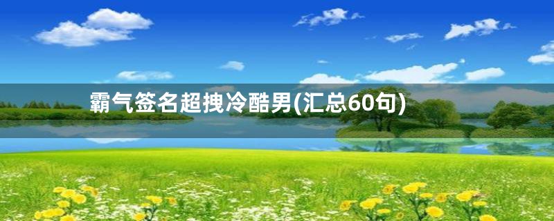 霸气签名超拽冷酷男(汇总60句)