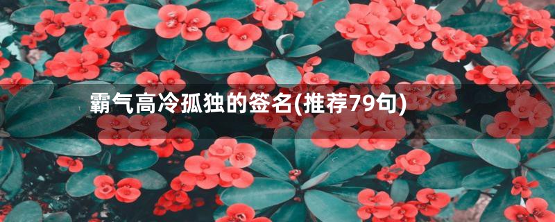 霸气高冷孤独的签名(推荐79句)