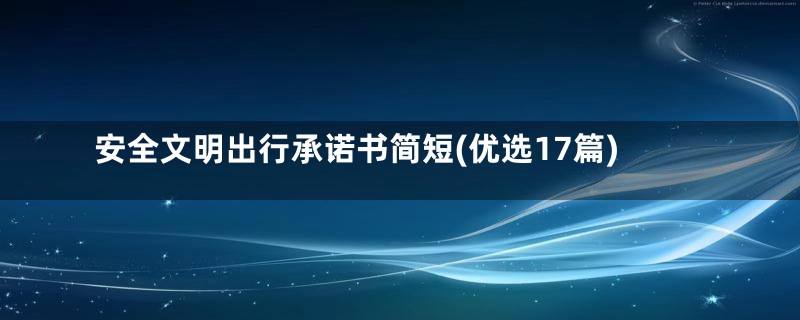 安全文明出行承诺书简短(优选17篇)