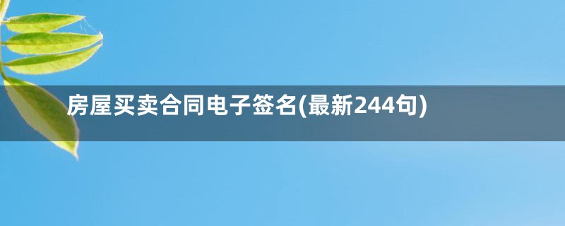 房屋买卖合同电子签名(最新244句)