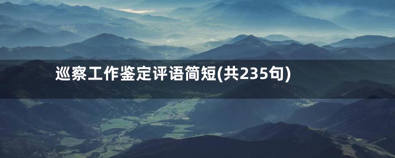 巡察工作鉴定评语简短(共235句)