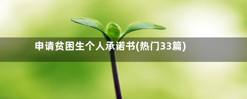 申请贫困生个人承诺书(热门33篇)