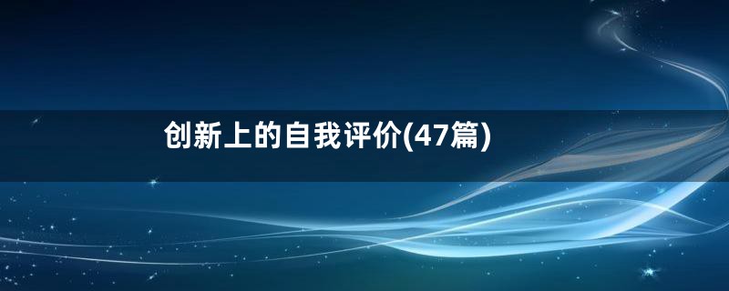 创新上的自我评价(47篇)