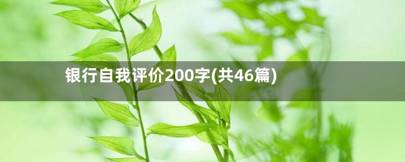 银行自我评价200字(共46篇)