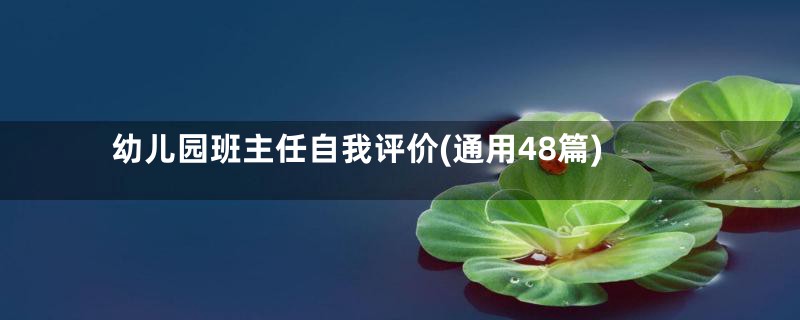 幼儿园班主任自我评价(通用48篇)