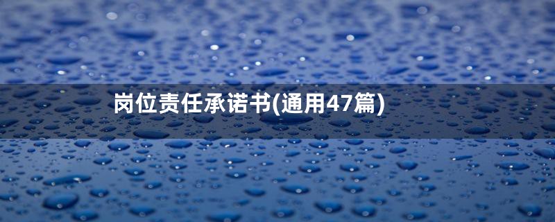 岗位责任承诺书(通用47篇)