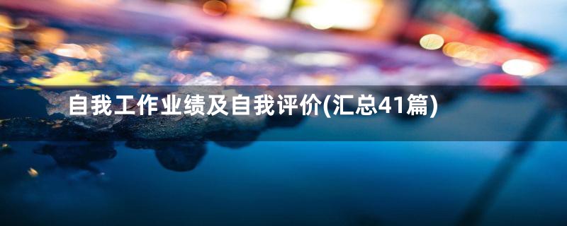 自我工作业绩及自我评价(汇总41篇)