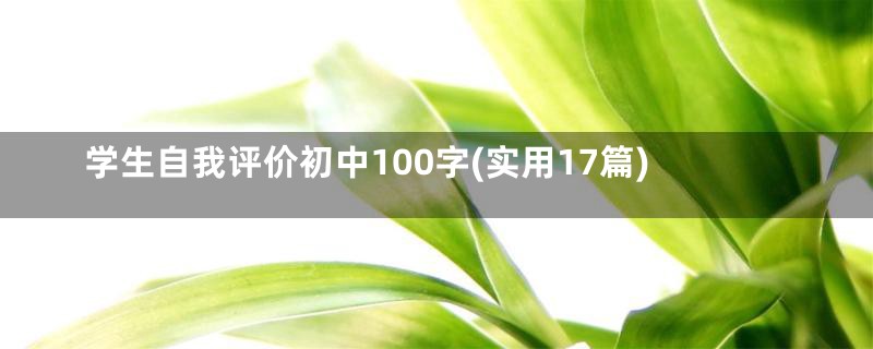 学生自我评价初中100字(实用17篇)