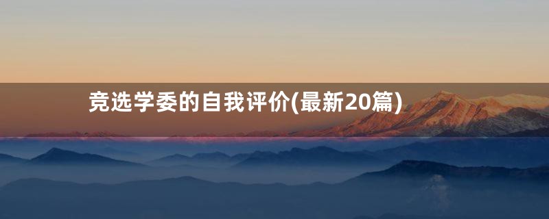 竞选学委的自我评价(最新20篇)