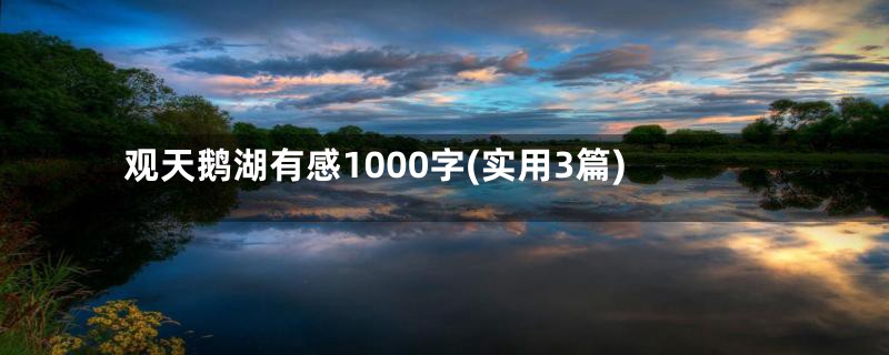 观天鹅湖有感1000字(实用3篇)