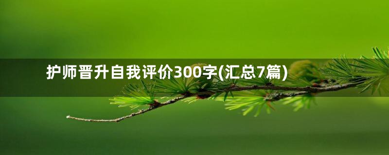 护师晋升自我评价300字(汇总7篇)