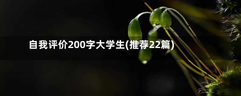 自我评价200字大学生(推荐22篇)