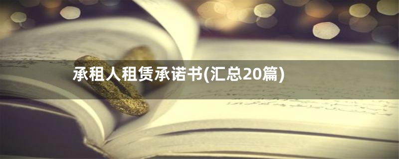 承租人租赁承诺书(汇总20篇)