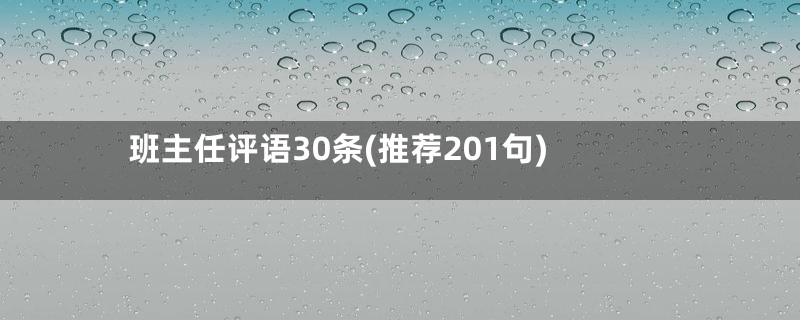 班主任评语30条(推荐201句)