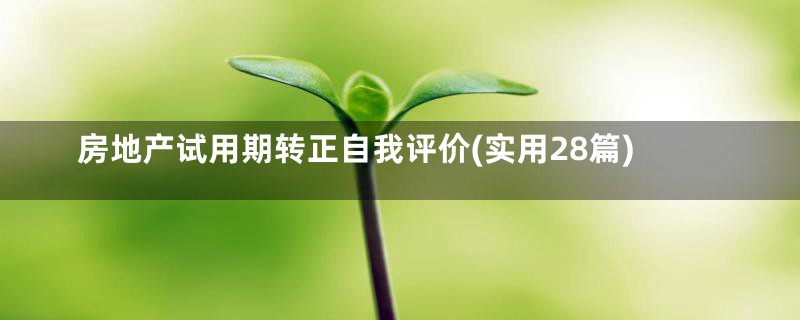 房地产试用期转正自我评价(实用28篇)