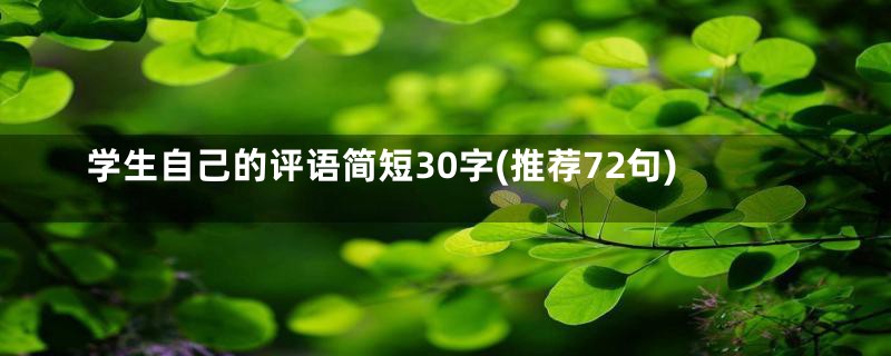 学生自己的评语简短30字(推荐72句)