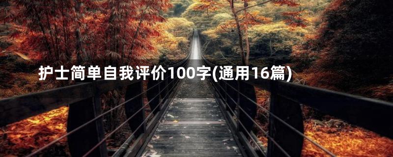 护士简单自我评价100字(通用16篇)