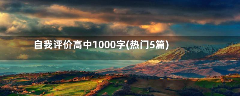 自我评价高中1000字(热门5篇)