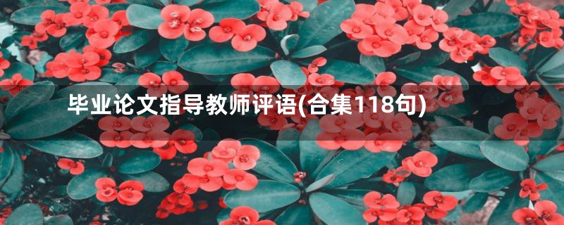 毕业论文指导教师评语(合集118句)