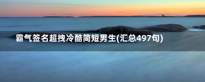 霸气签名超拽冷酷简短男生(汇总497句)