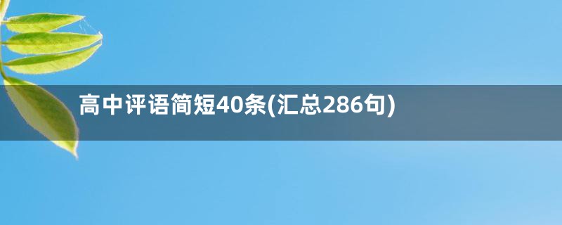 高中评语简短40条(汇总286句)