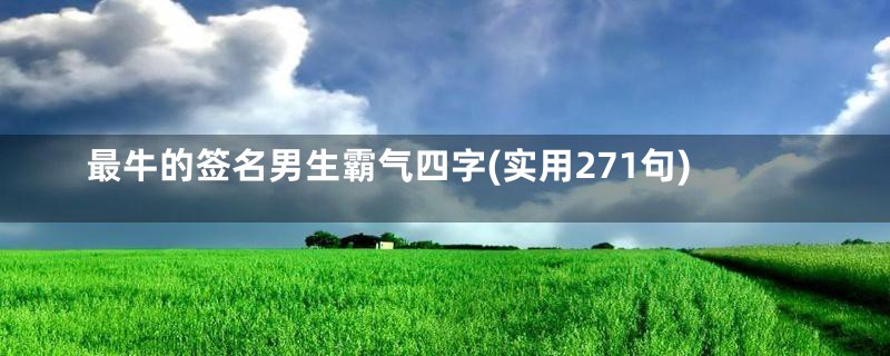 最牛的签名男生霸气四字(实用271句)