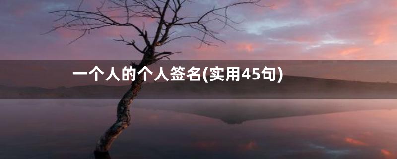 一个人的个人签名(实用45句)