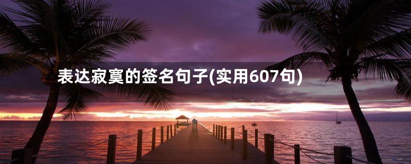 表达寂寞的签名句子(实用607句)