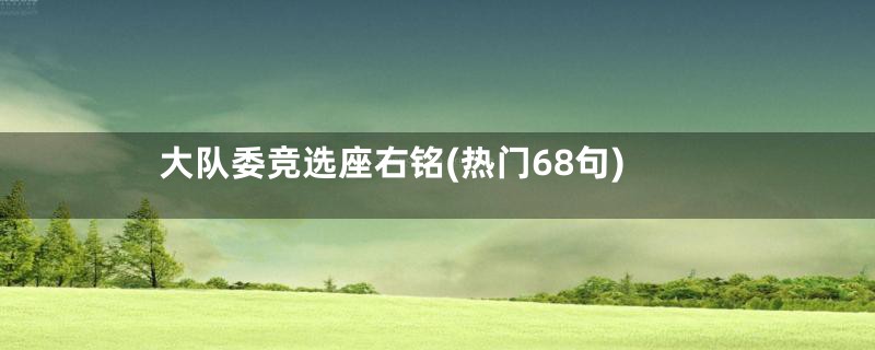 大队委竞选座右铭(热门68句)