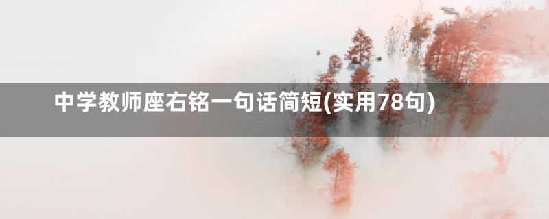 中学教师座右铭一句话简短(实用78句)