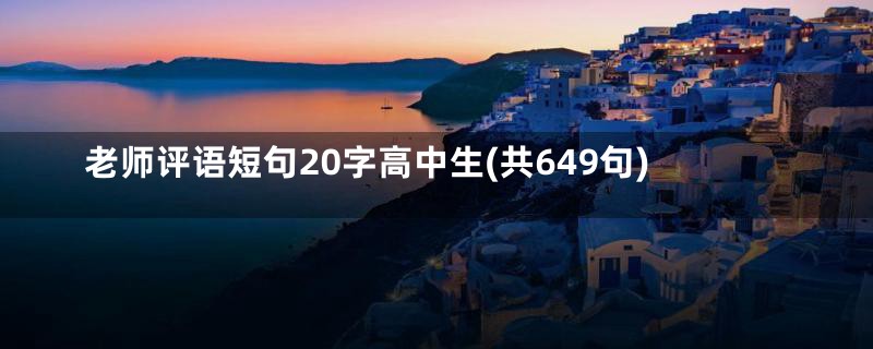 老师评语短句20字高中生(共649句)