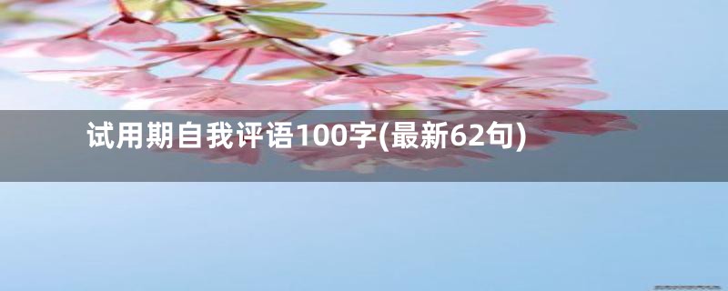 试用期自我评语100字(最新62句)