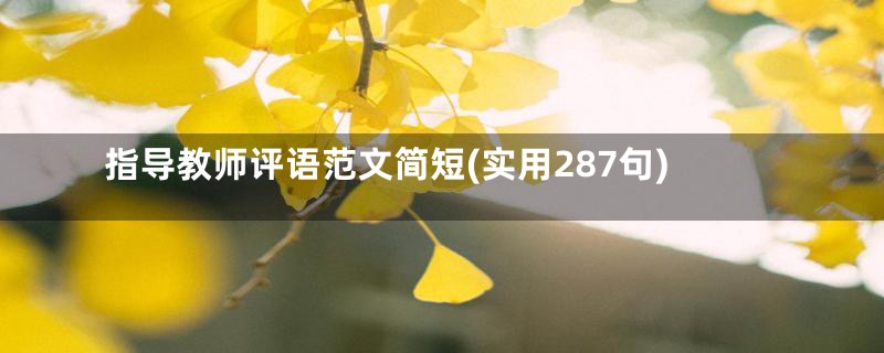 指导教师评语范文简短(实用287句)