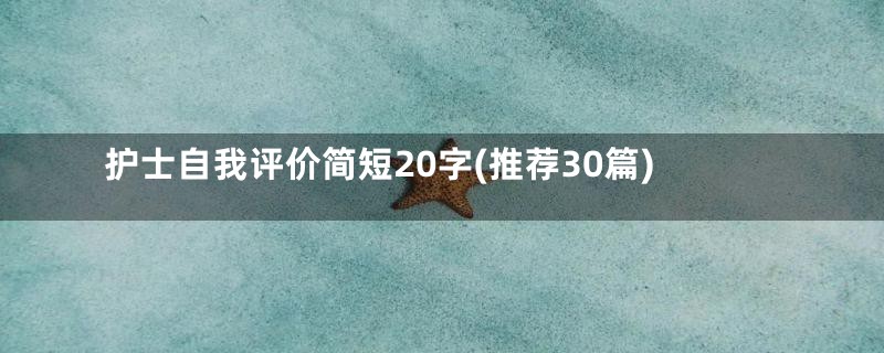 护士自我评价简短20字(推荐30篇)