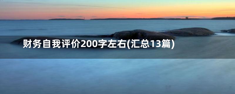 财务自我评价200字左右(汇总13篇)