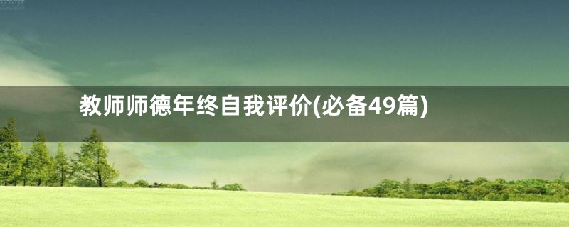 教师师德年终自我评价(必备49篇)