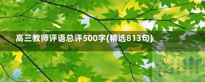 高三教师评语总评500字(精选813句)