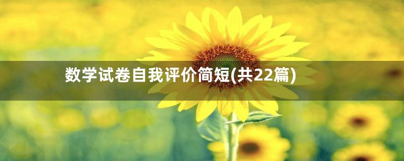 数学试卷自我评价简短(共22篇)