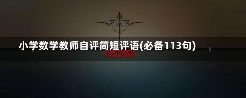 小学数学教师自评简短评语(必备113句)