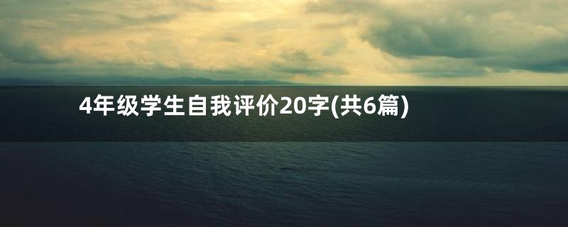 4年级学生自我评价20字(共6篇)