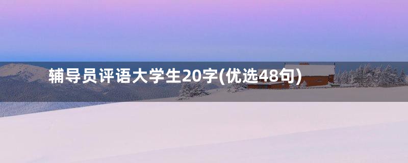 辅导员评语大学生20字(优选48句)