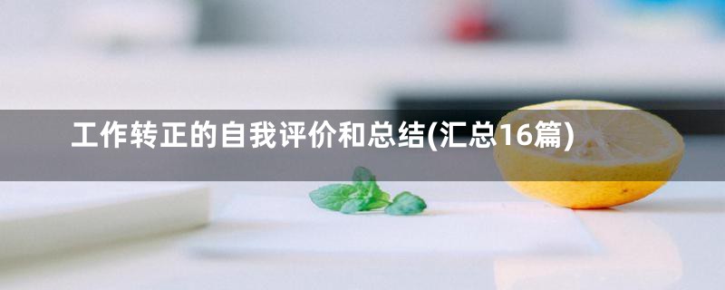 工作转正的自我评价和总结(汇总16篇)