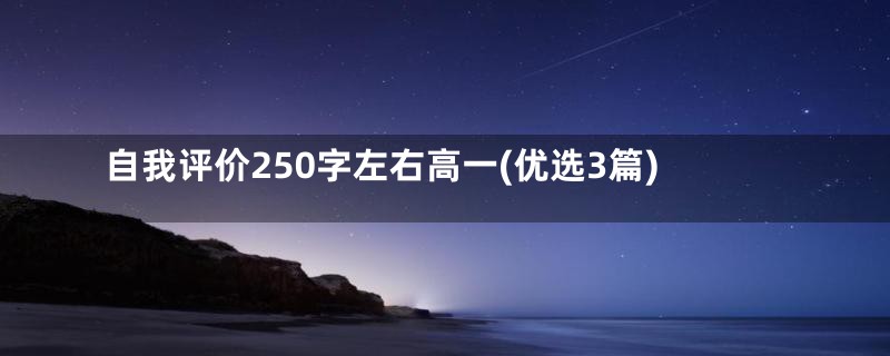 自我评价250字左右高一(优选3篇)